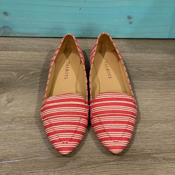 NWOT Talbots Red & White Striped Flats -6.5 - Picture 6 of 10